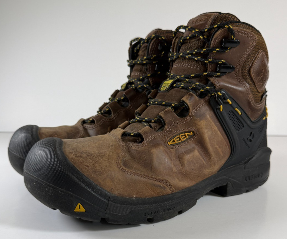 KEEN Dover 6" Waterproof Work Boots Men's 10 D Brown Black Carbon Toe USA 102146